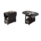Foldable Tabletop Adjustable Wood Rolling Storage Cart