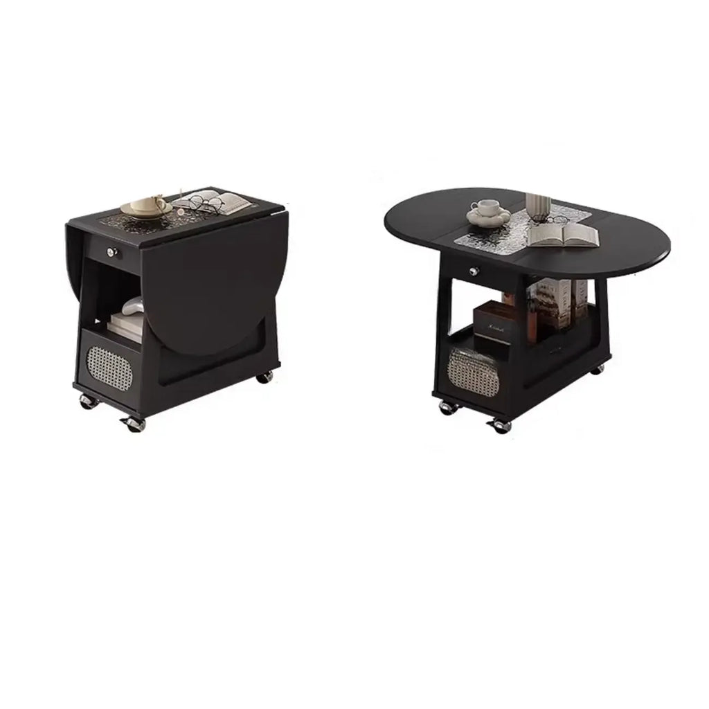 Foldable Tabletop Adjustable Wood Rolling Storage Cart