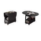 Foldable Tabletop Adjustable Wood Rolling Storage Cart