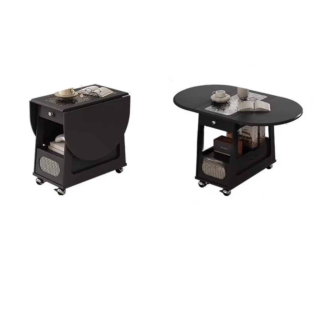 Foldable Tabletop Adjustable Wood Rolling Storage Cart