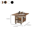 Foldable Tabletop Adjustable Wood Rolling Storage Cart