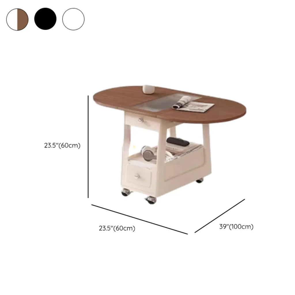 Foldable Tabletop Adjustable Wood Rolling Storage Cart