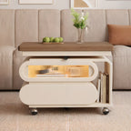 Adjustable Tabletop Modern Wood Side Table with Wheels