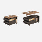 Adjustable Tabletop Modern Wood Side Table with Wheels