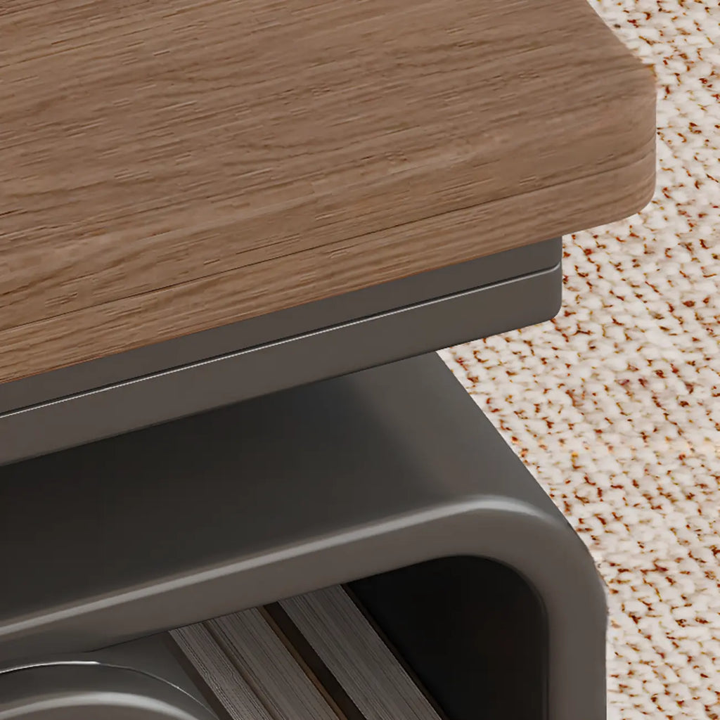 Adjustable Tabletop Modern Wood Side Table with Wheels