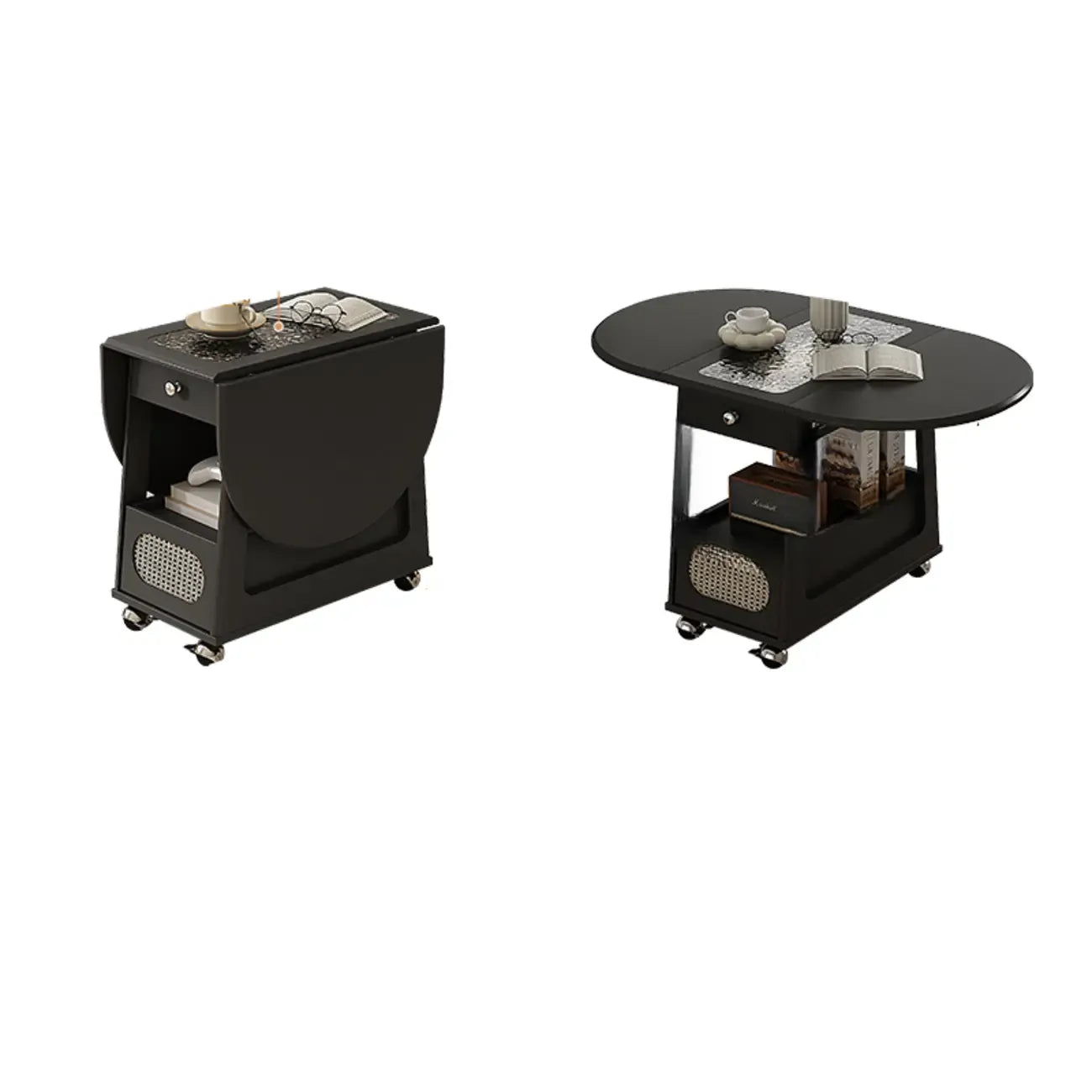 Adjustable Tabletop Modern Wood Side Table with Wheels