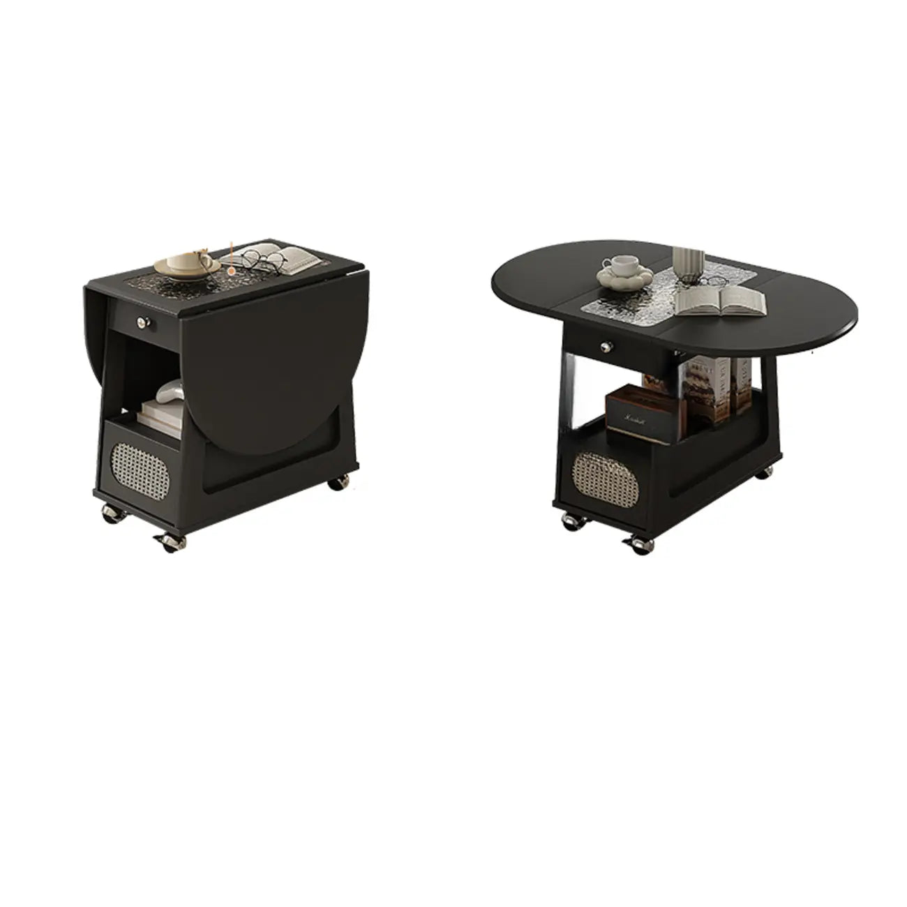 Adjustable Tabletop Modern Wood Side Table with Wheels