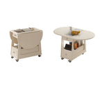 Adjustable Tabletop Modern Wood Side Table with Wheels