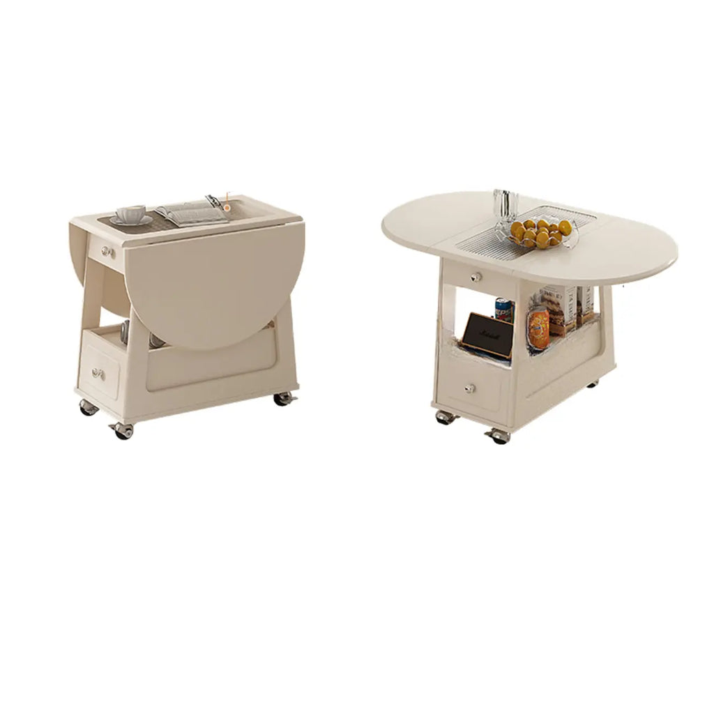 Adjustable Tabletop Modern Wood Side Table with Wheels