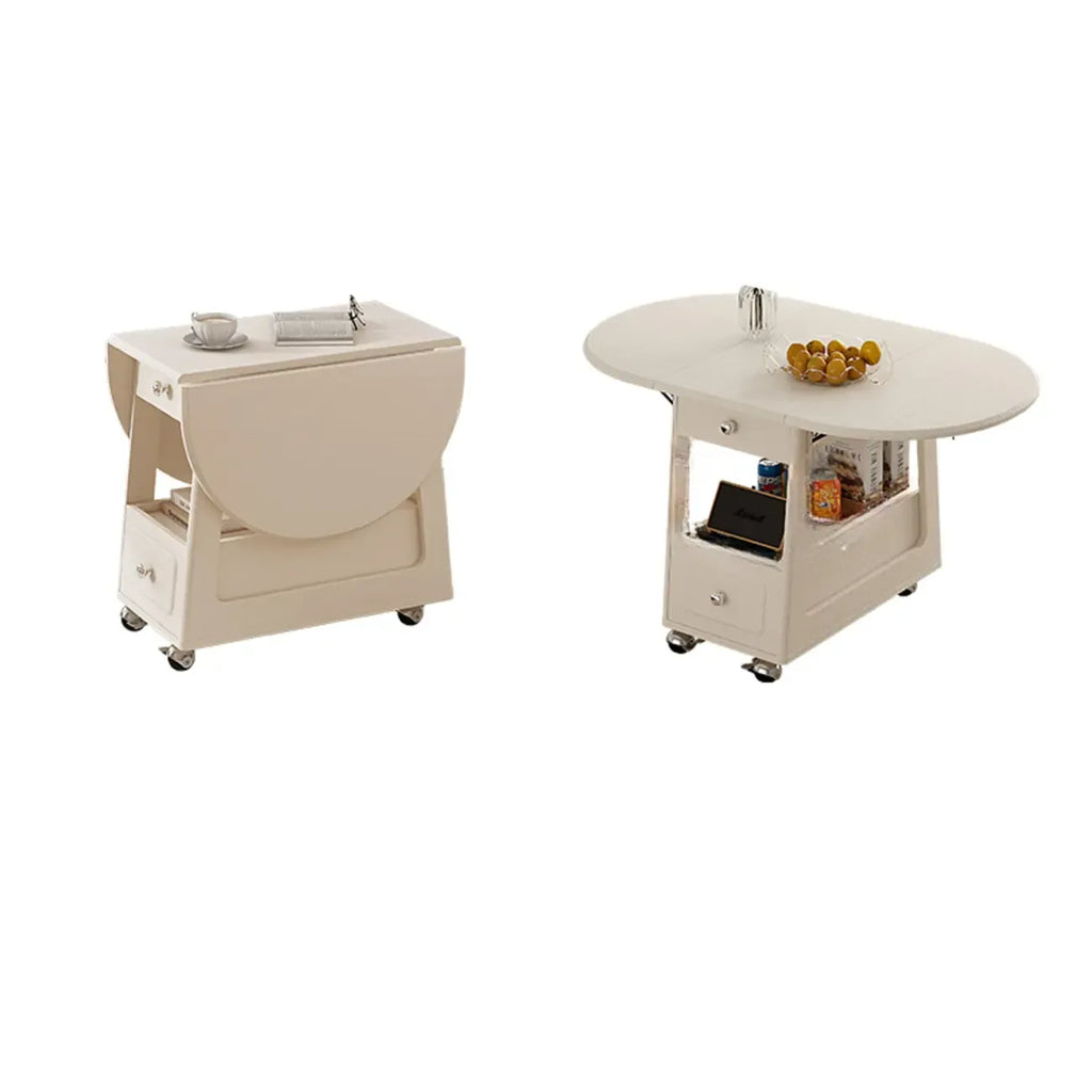 Adjustable Tabletop Modern Wood Side Table with Wheels