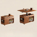 Adjustable Tabletop Modern Wood Side Table with Wheels