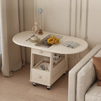 Foldable Wood White Modern Wheeled Small Side Table
