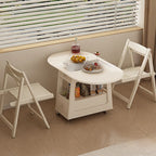 Foldable Wood White Modern Wheeled Small Side Table