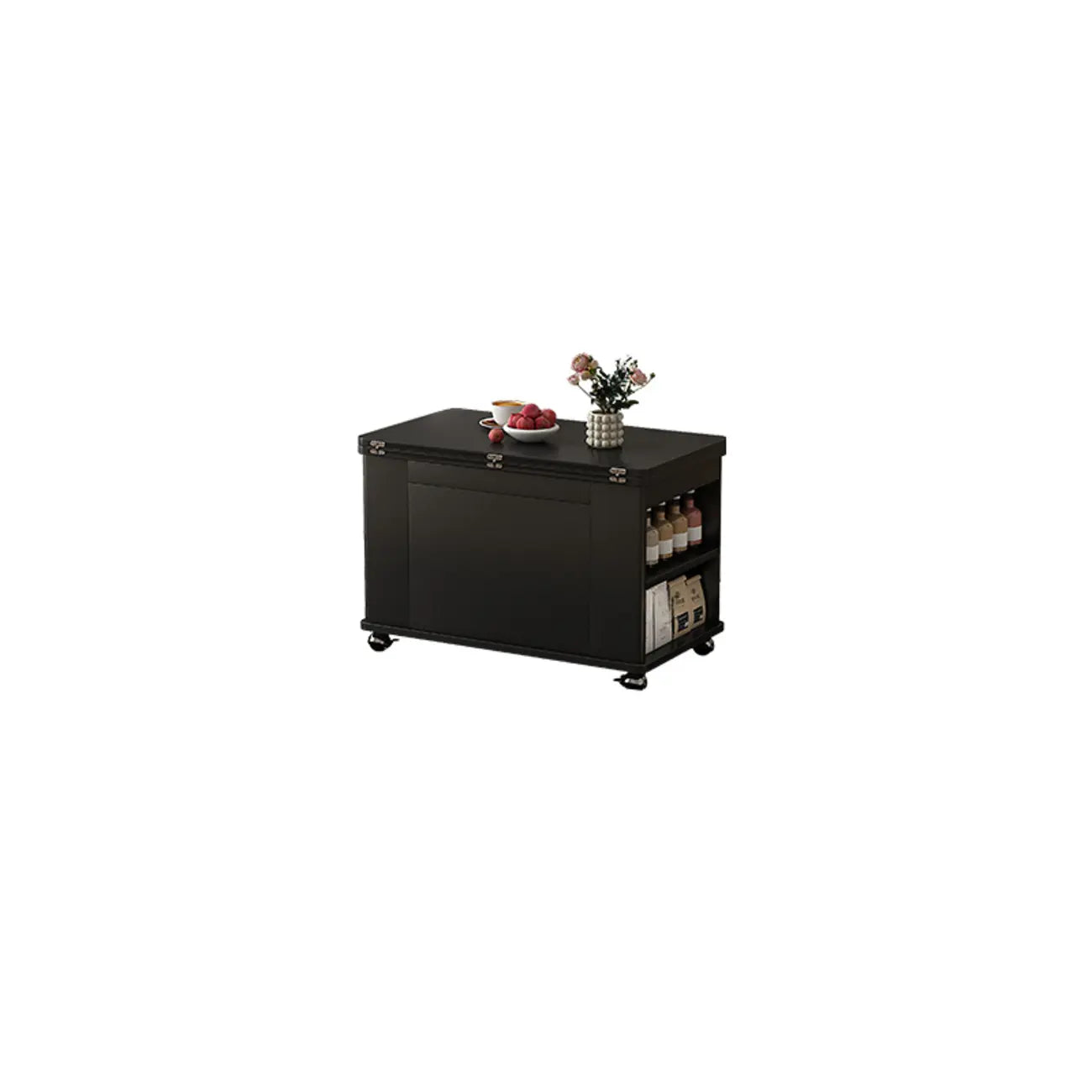 Foldable Wood White Modern Wheeled Small Side Table