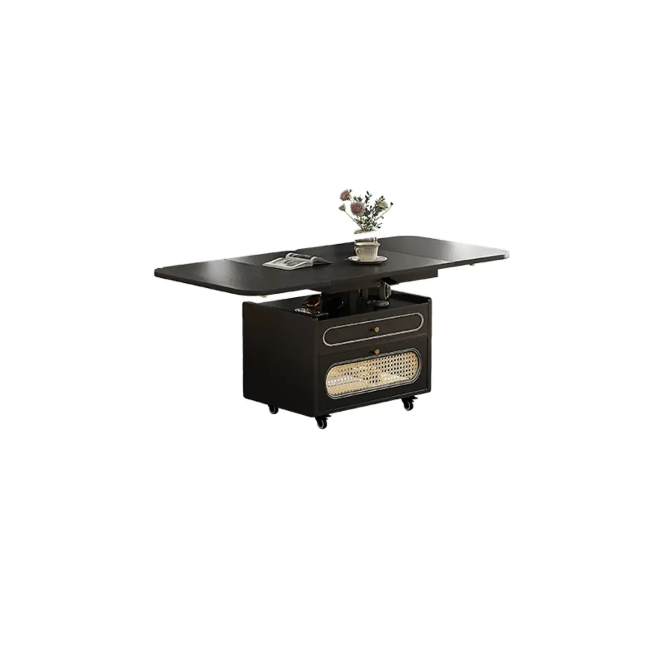 Foldable Wood White Modern Wheeled Small Side Table