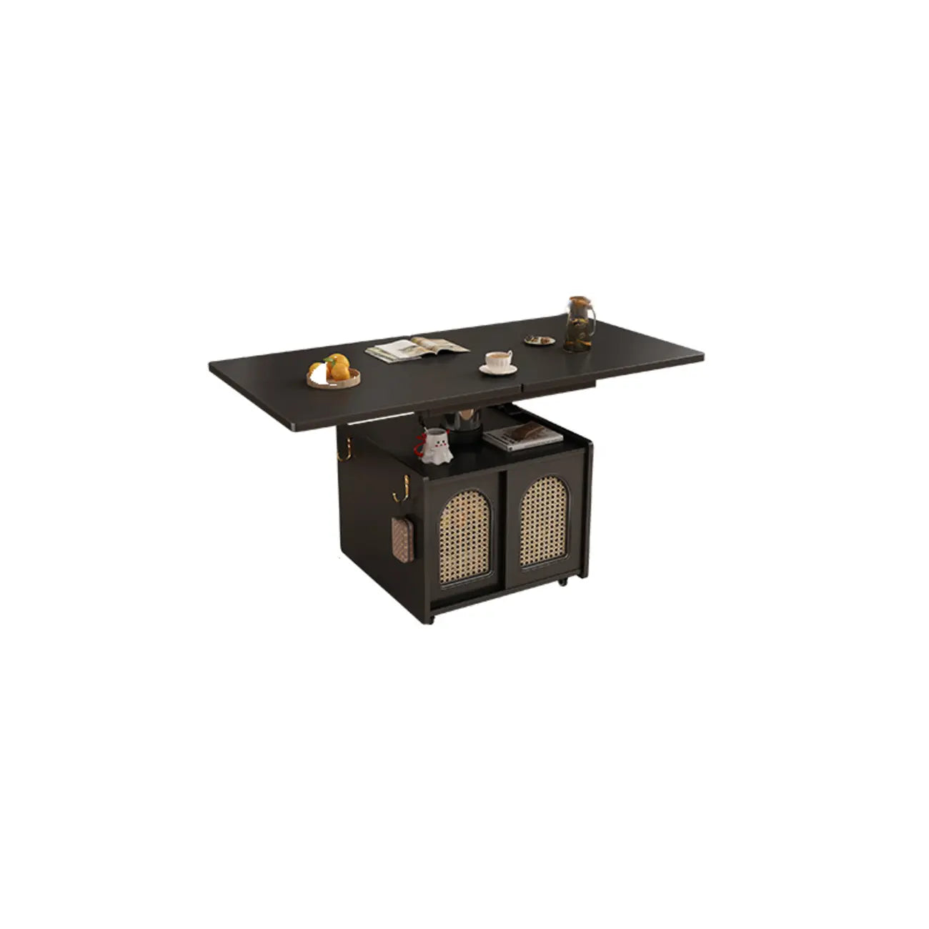 Foldable Wood White Modern Wheeled Small Side Table
