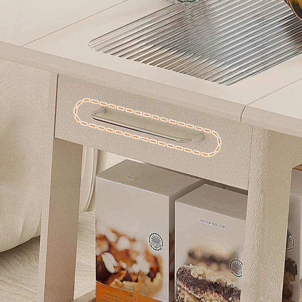 Foldable Wood White Modern Wheeled Small Side Table