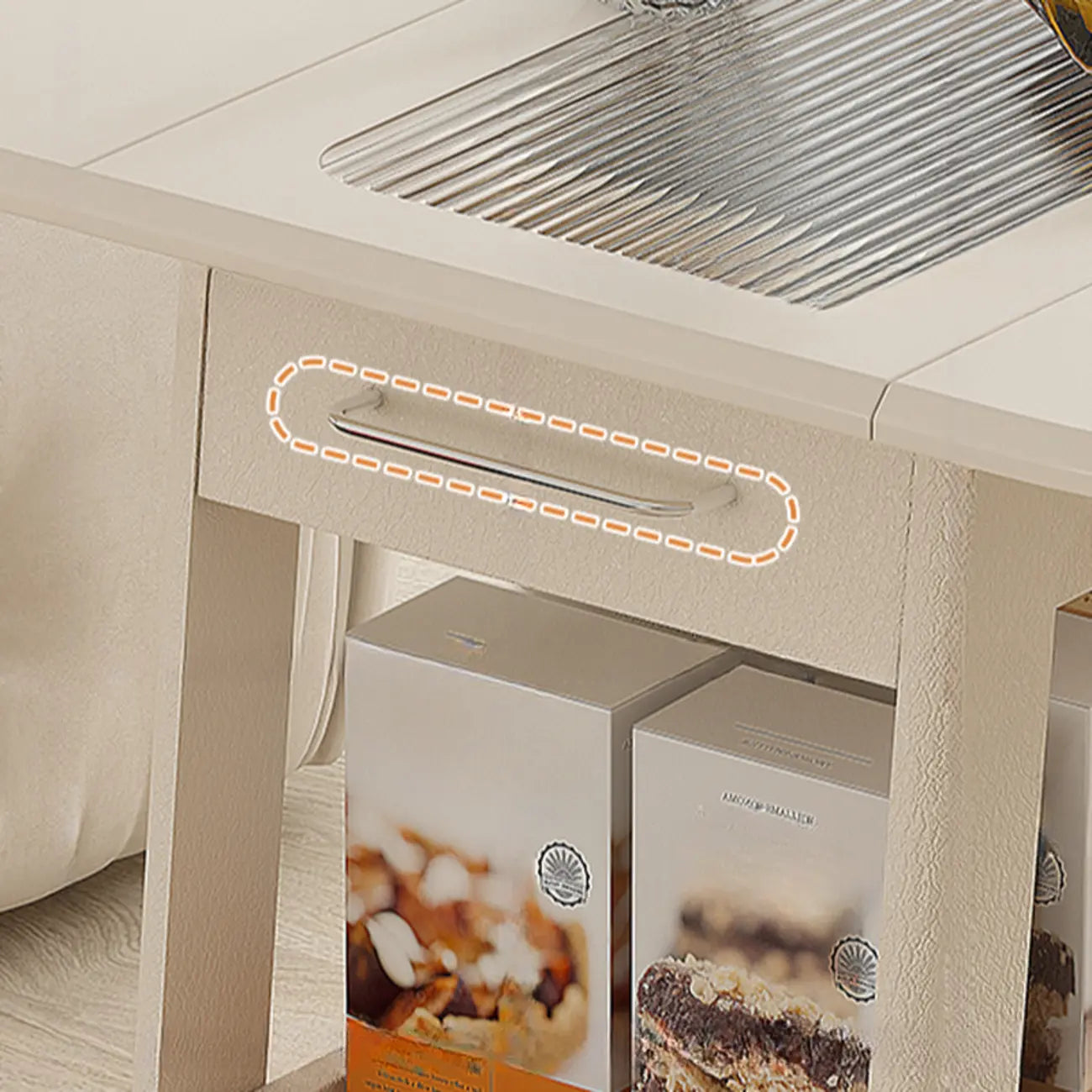 Foldable Wood White Modern Wheeled Small Side Table
