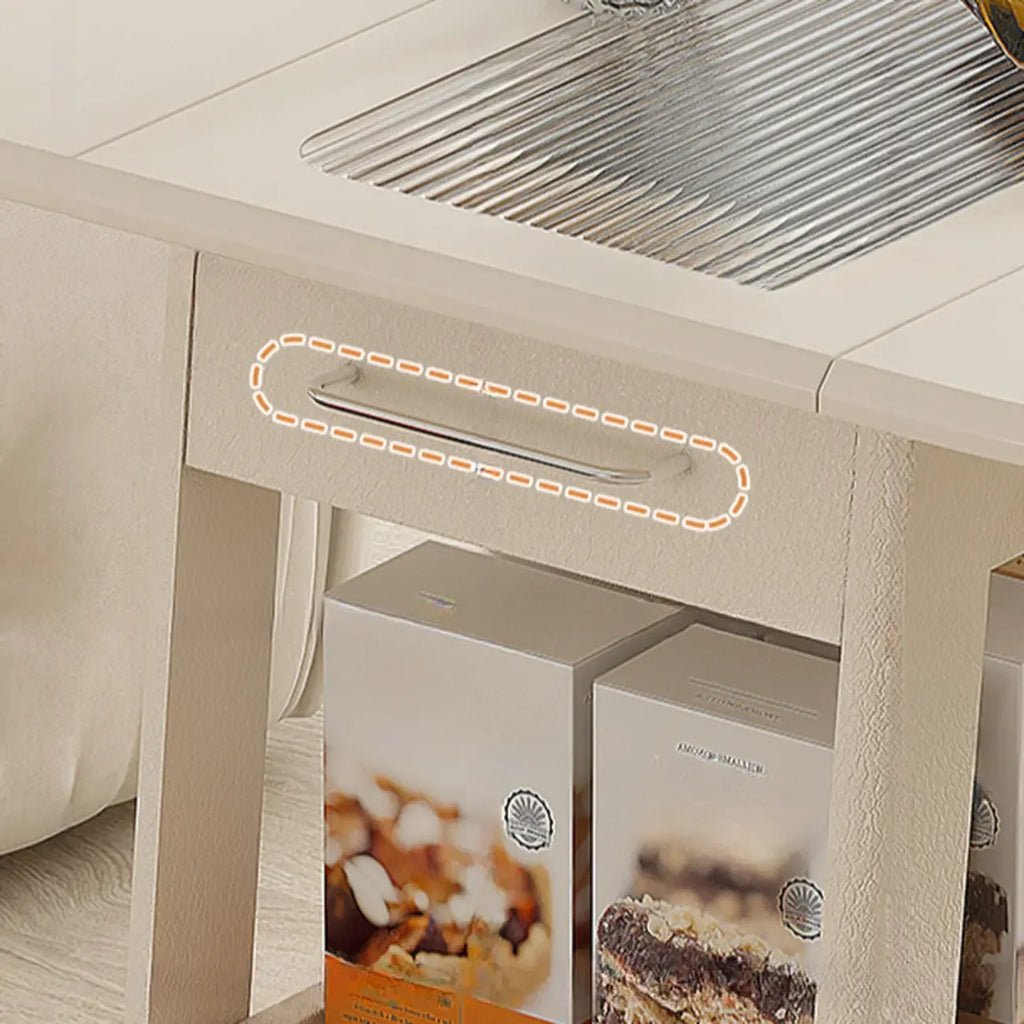 Foldable Wood White Modern Wheeled Small Side Table