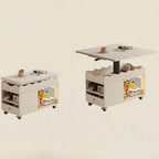 Foldable Wood White Modern Wheeled Small Side Table