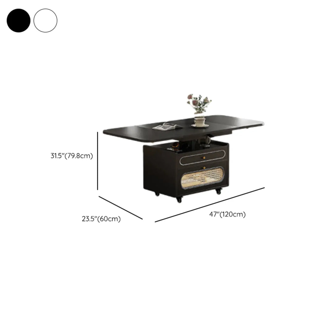 Foldable Wood White Modern Wheeled Small Side Table