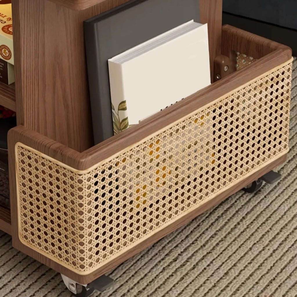 Nut-brown Adjustable Lift Top Wood Trolly Side Table