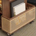 Nut-brown Adjustable Lift Top Wood Trolly Side Table