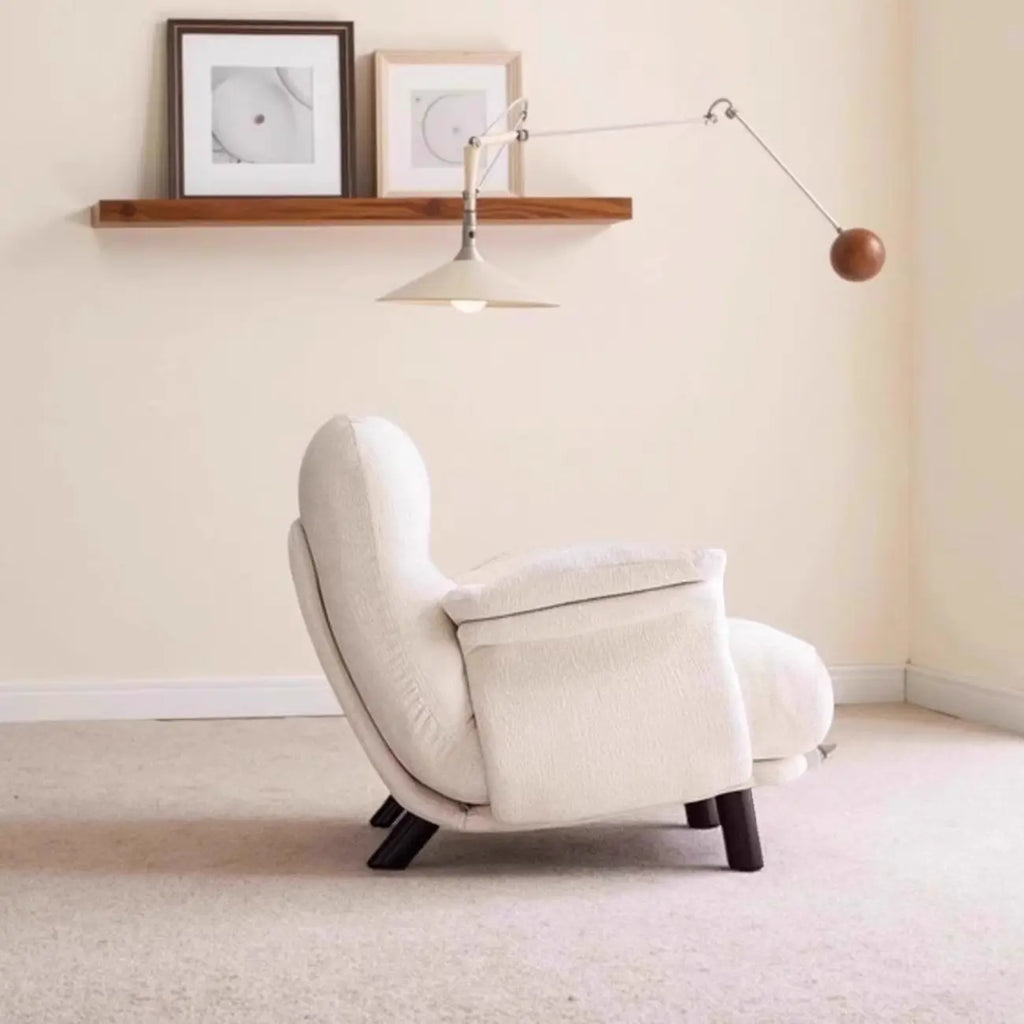 Elegant White Snowflake Velvet Upholstered Arm Accent Chair