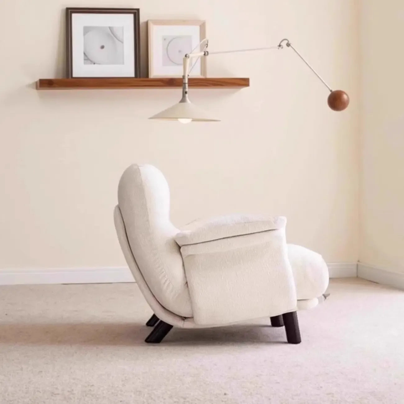 Elegant White Snowflake Velvet Upholstered Arm Accent Chair