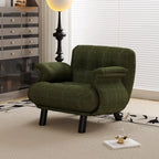 Elegant White Snowflake Velvet Upholstered Arm Accent Chair