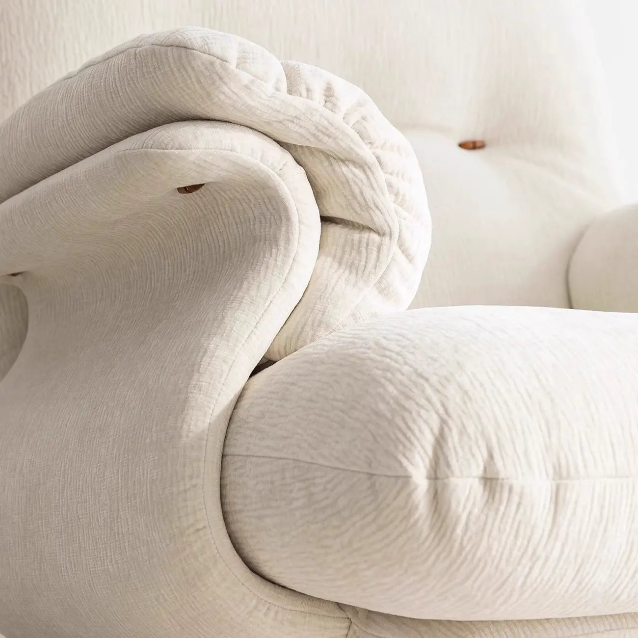 Elegant White Snowflake Velvet Upholstered Arm Accent Chair
