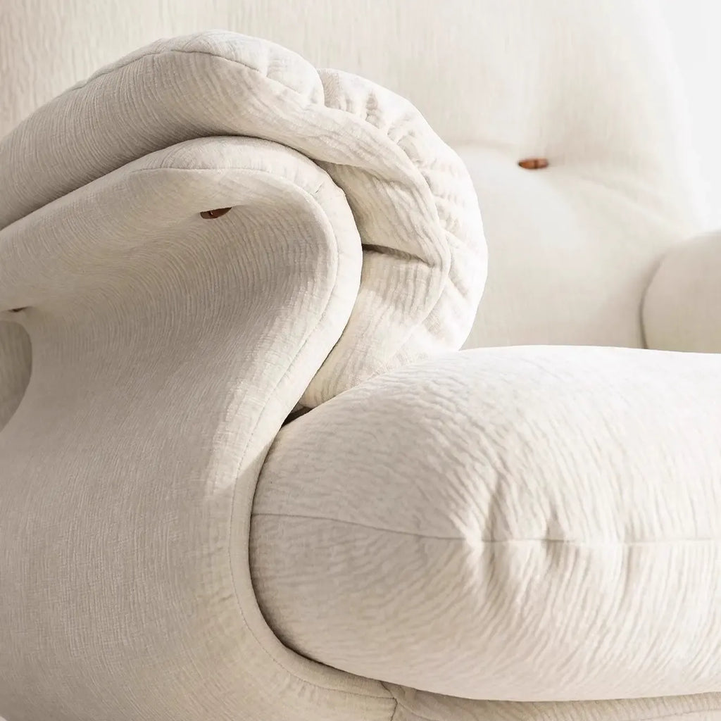 Elegant White Snowflake Velvet Upholstered Arm Accent Chair