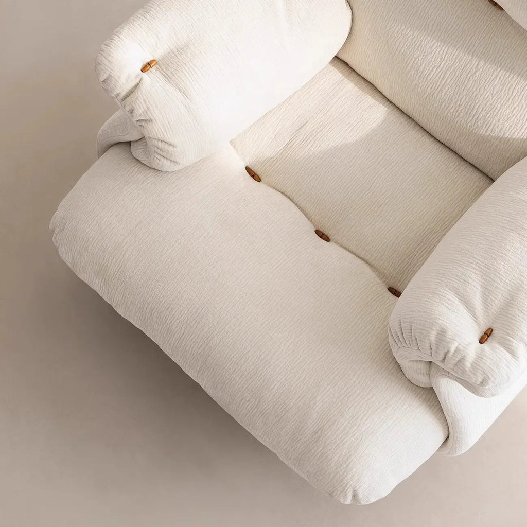 Elegant White Snowflake Velvet Upholstered Arm Accent Chair