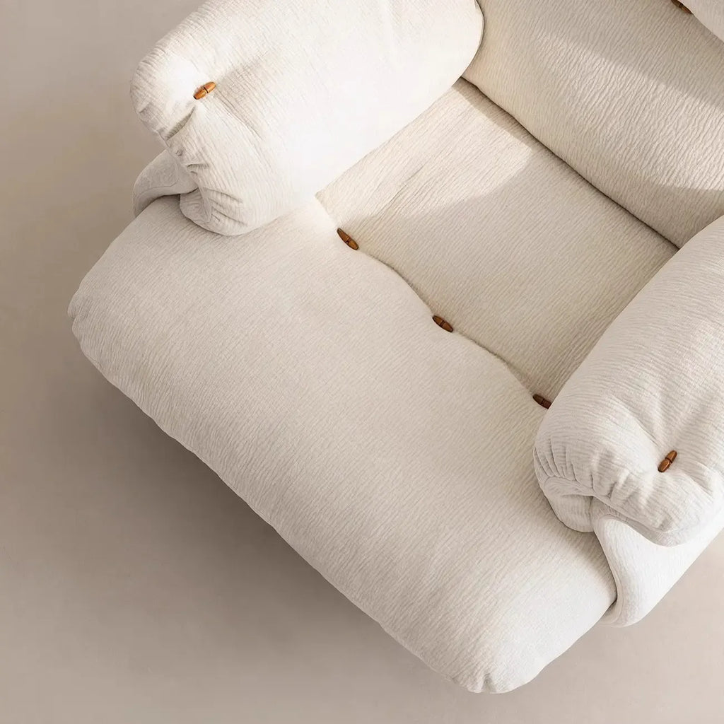 Elegant White Snowflake Velvet Upholstered Arm Accent Chair