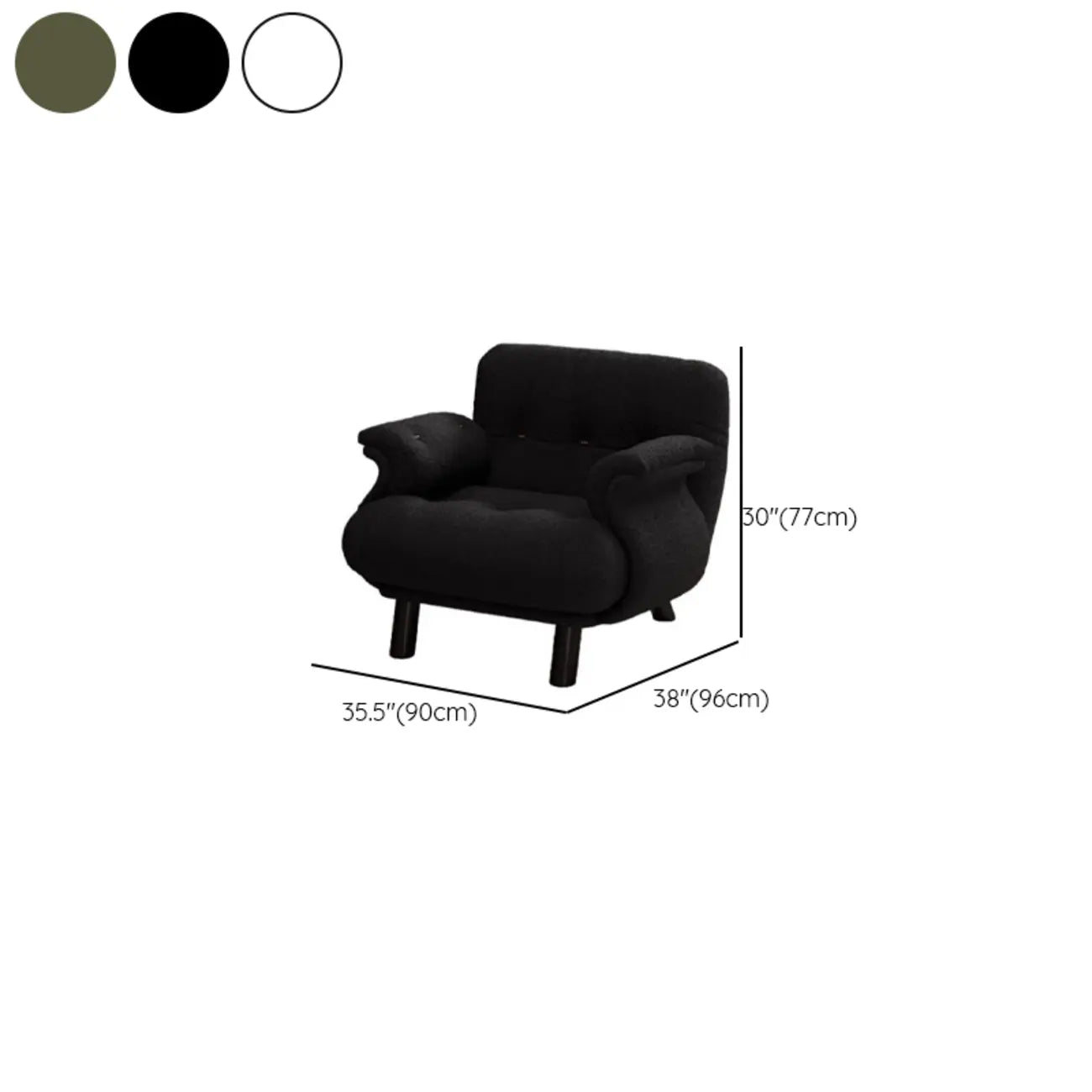 Elegant White Snowflake Velvet Upholstered Arm Accent Chair