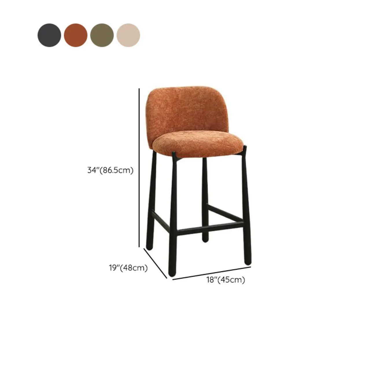 Mid Century Modern Square Upholstered Bar Stools Counter Height
