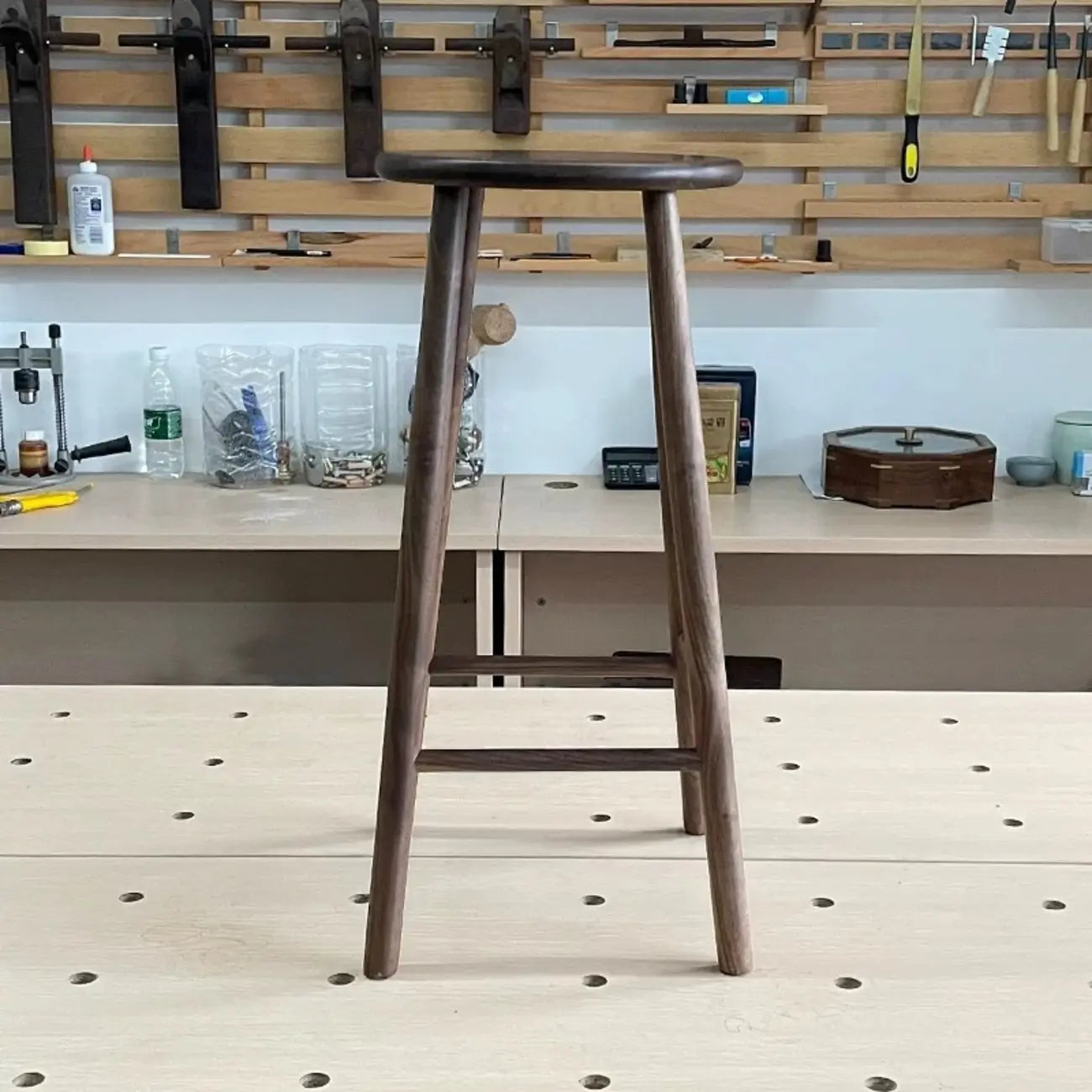 Bar Height Footrest Wood Modern Backless Bar Stools