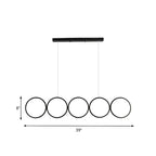 5-Light Modern Black Large Ring Island Pendant Light