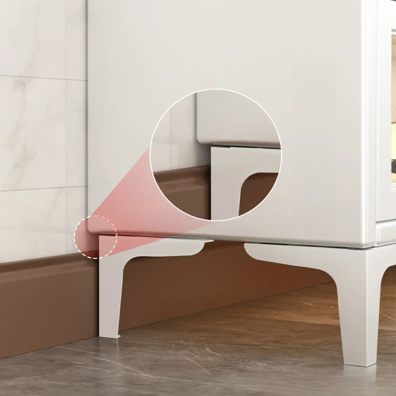 Chalk Vertical Bookshelves with 3 Cabinets, 3-Shelf Alloy Frame and Closed Back