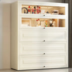 Chalk Vertical Bookshelves with 3 Cabinets, 3-Shelf Alloy Frame and Closed Back