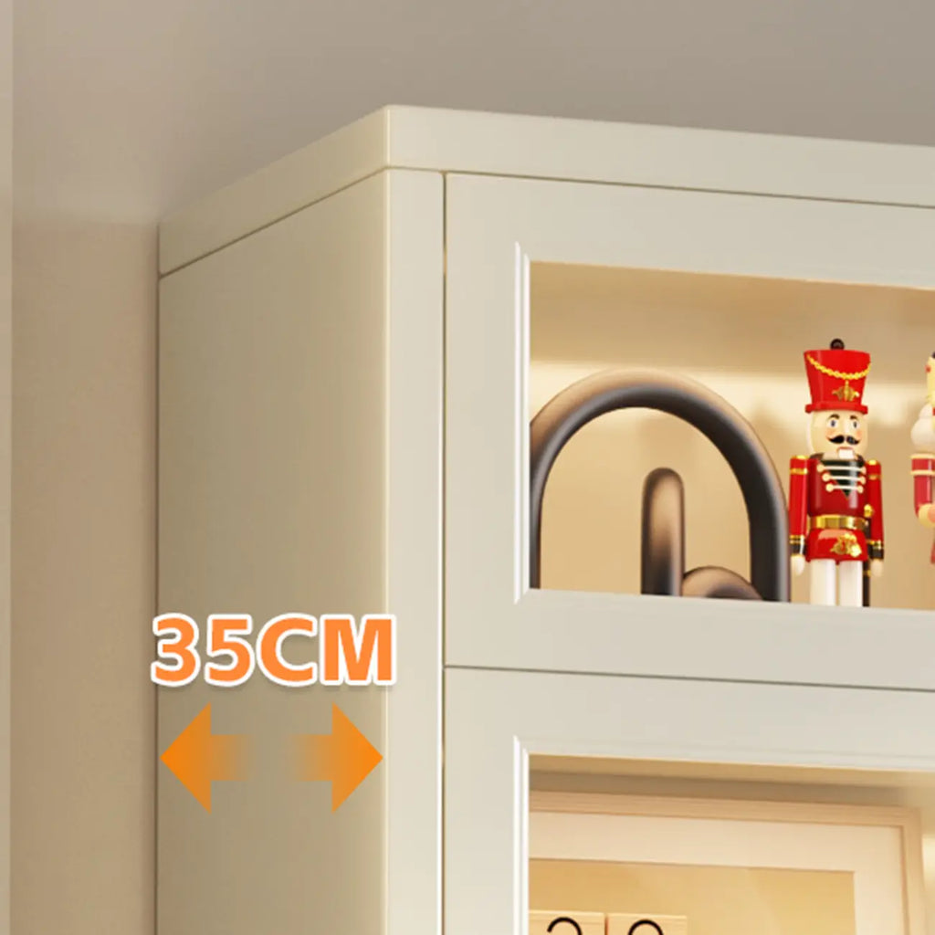 Chalk Vertical Bookshelves with 3 Cabinets, 3-Shelf Alloy Frame and Closed Back