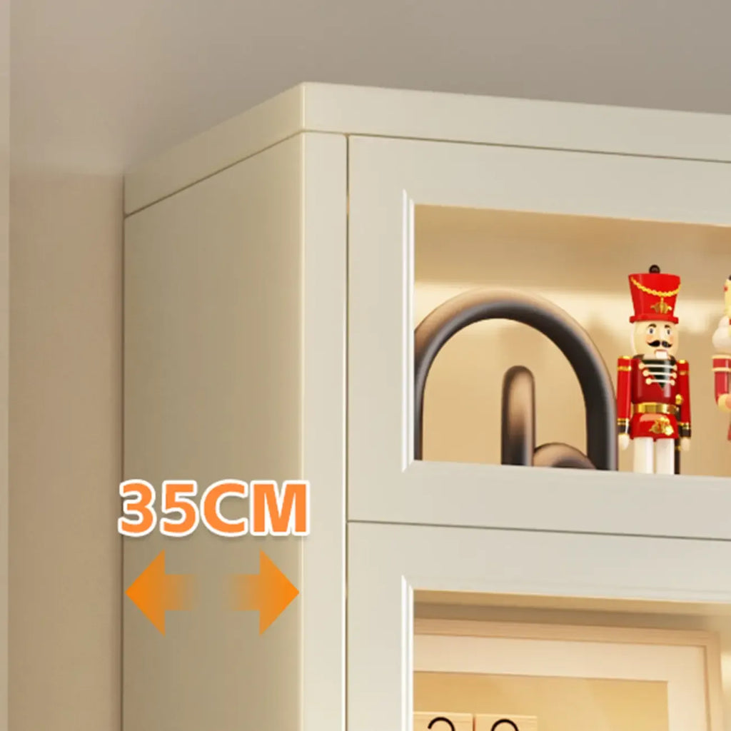 Chalk Vertical Bookshelves with 3 Cabinets, 3-Shelf Alloy Frame and Closed Back