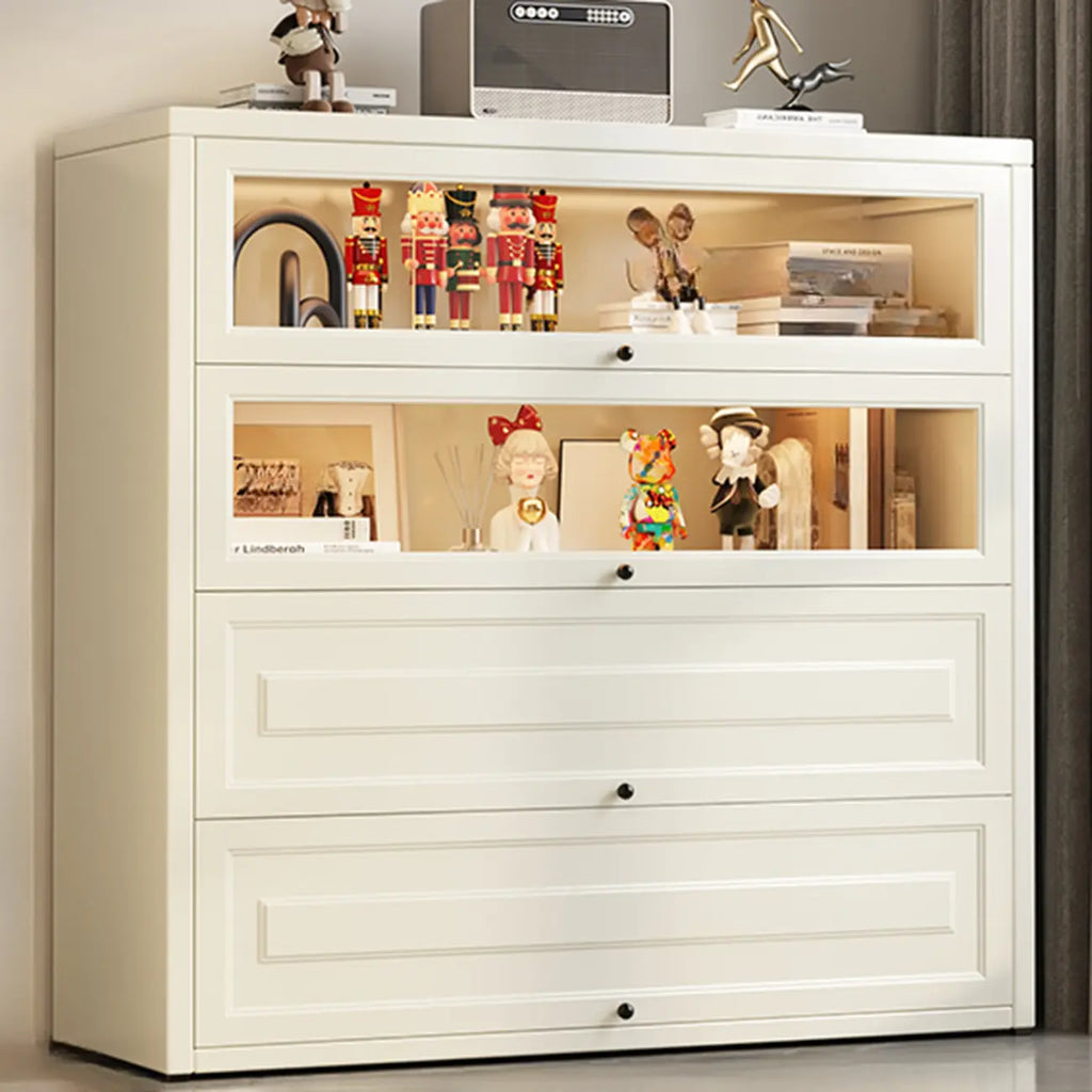 Chalk Vertical Bookshelves with 3 Cabinets, 3-Shelf Alloy Frame and Closed Back