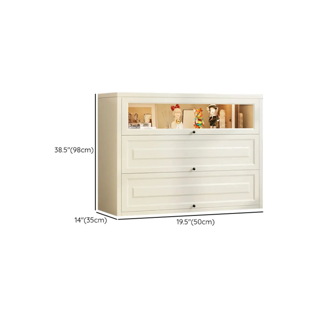 Chalk Vertical Bookshelves with 3 Cabinets, 3-Shelf Alloy Frame and Closed Back