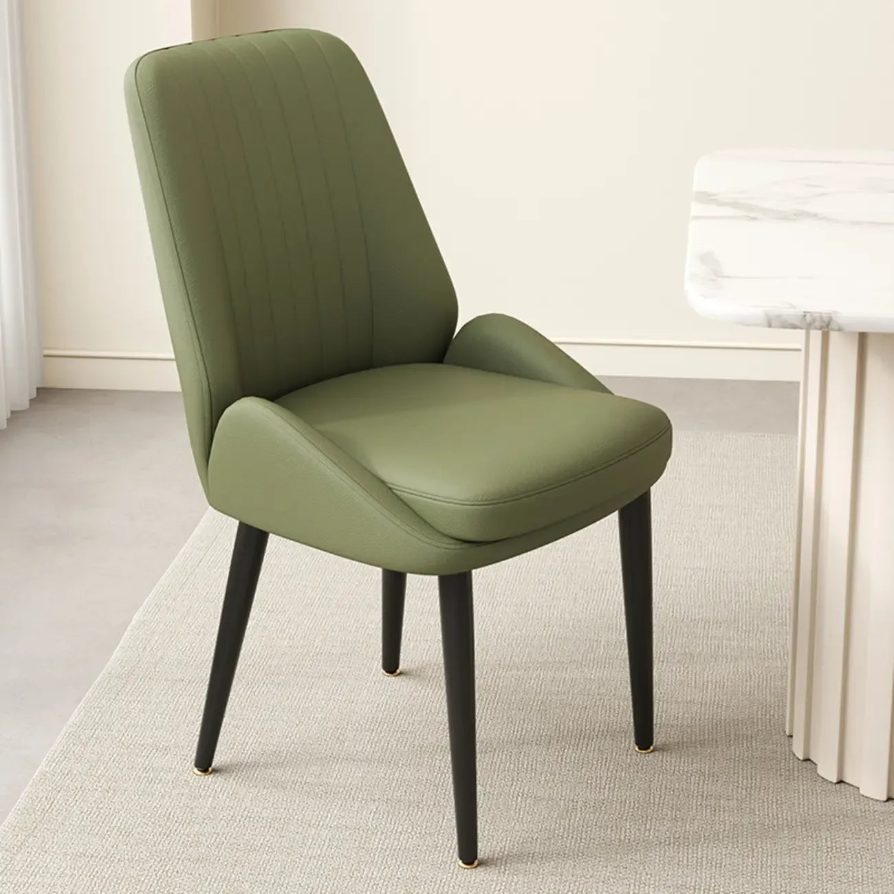 contemporary Upholstered Low Back Chenille Dining Chairs