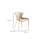 Glam Wingback Saddle Leather Dining Chairs Metal Legs