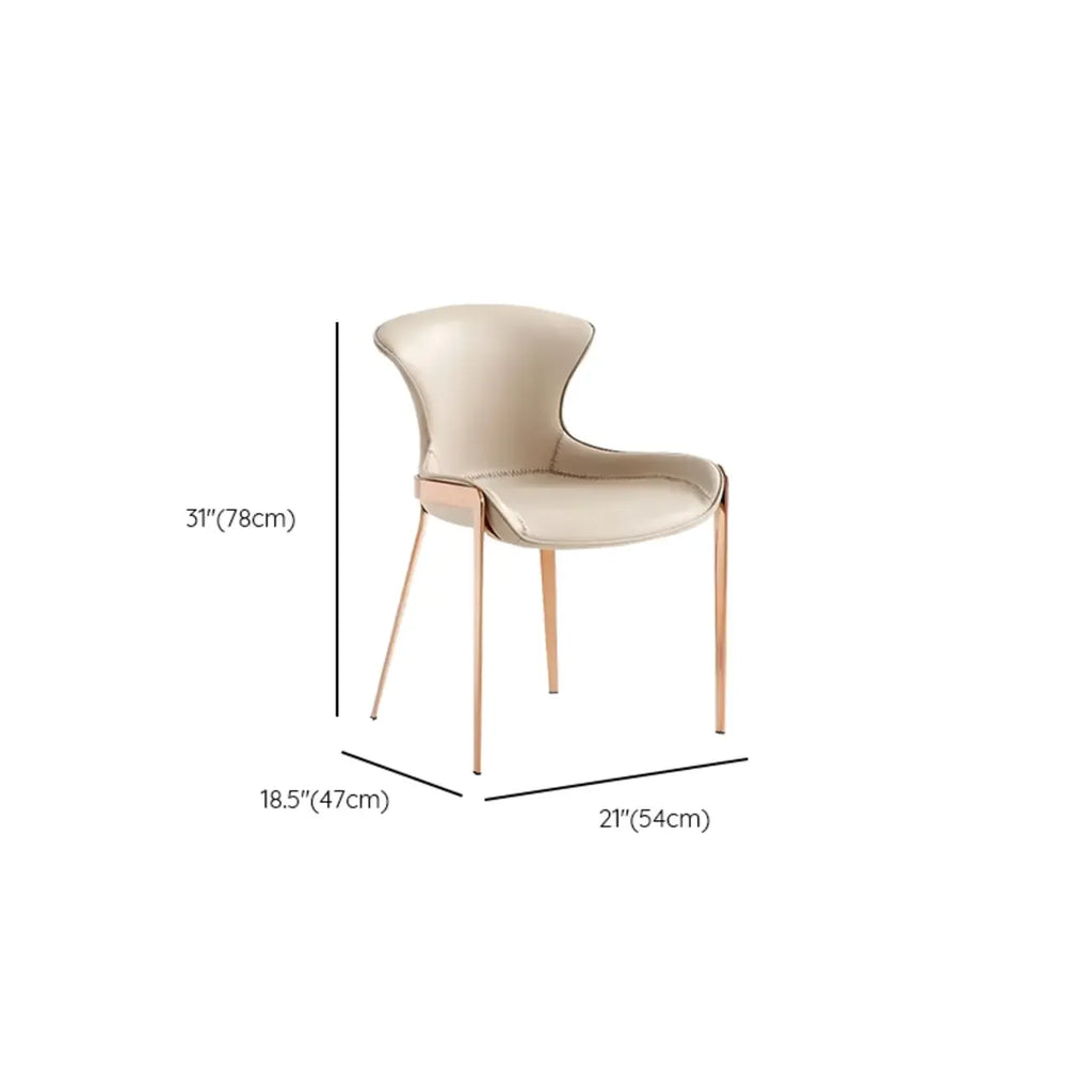 Glam Wingback Saddle Leather Dining Chairs Metal Legs