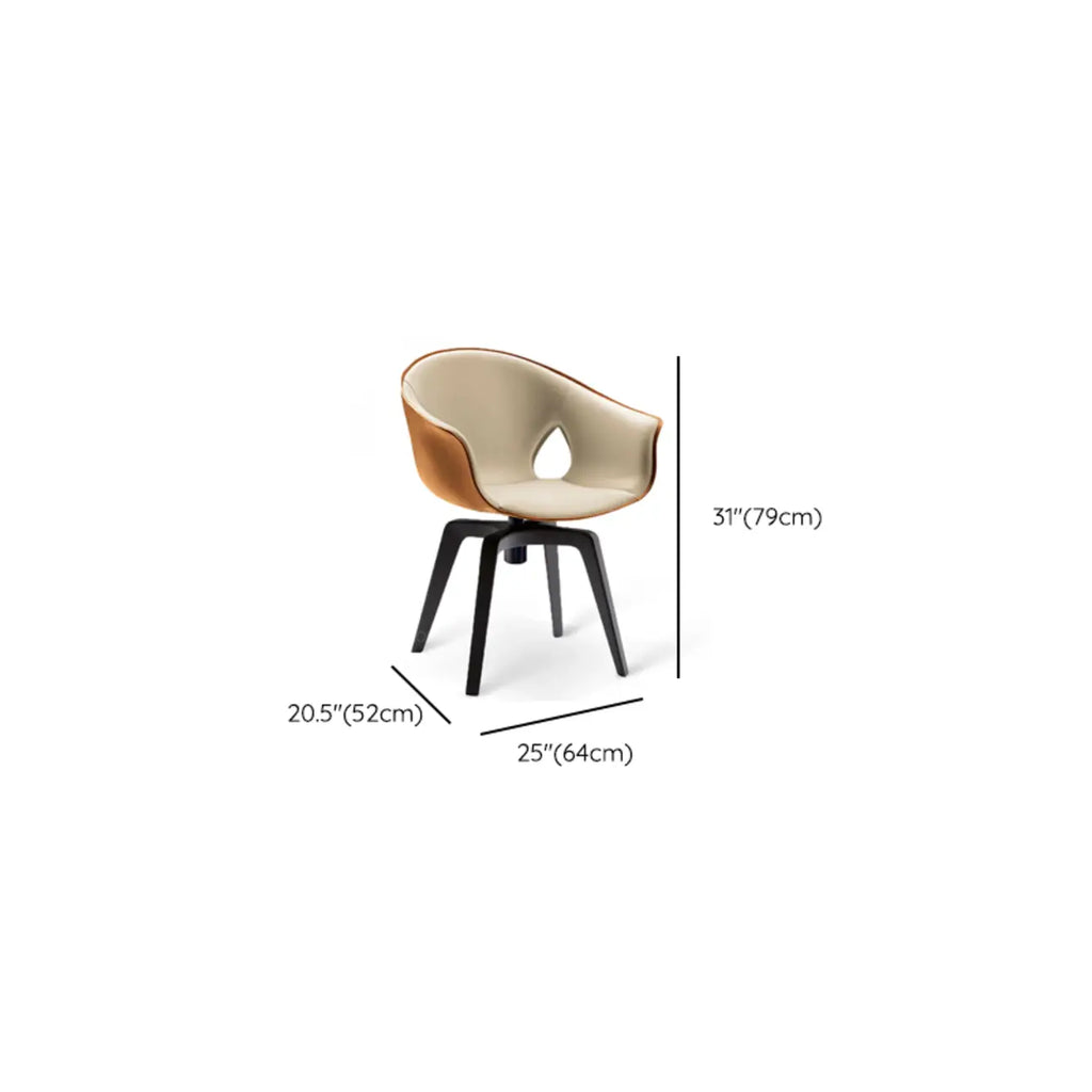 Mid-century Modern Swivel Dining Chairs Curved Low Back
