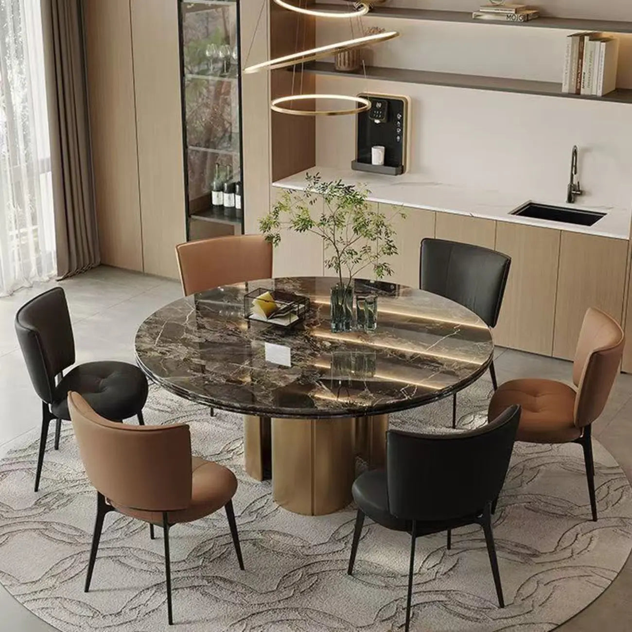 Urban Chic Curved Back Upholstered Trufted Dining Chairs
