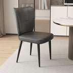 Minimalist High Back Cow Leather Armless Dining Chairs